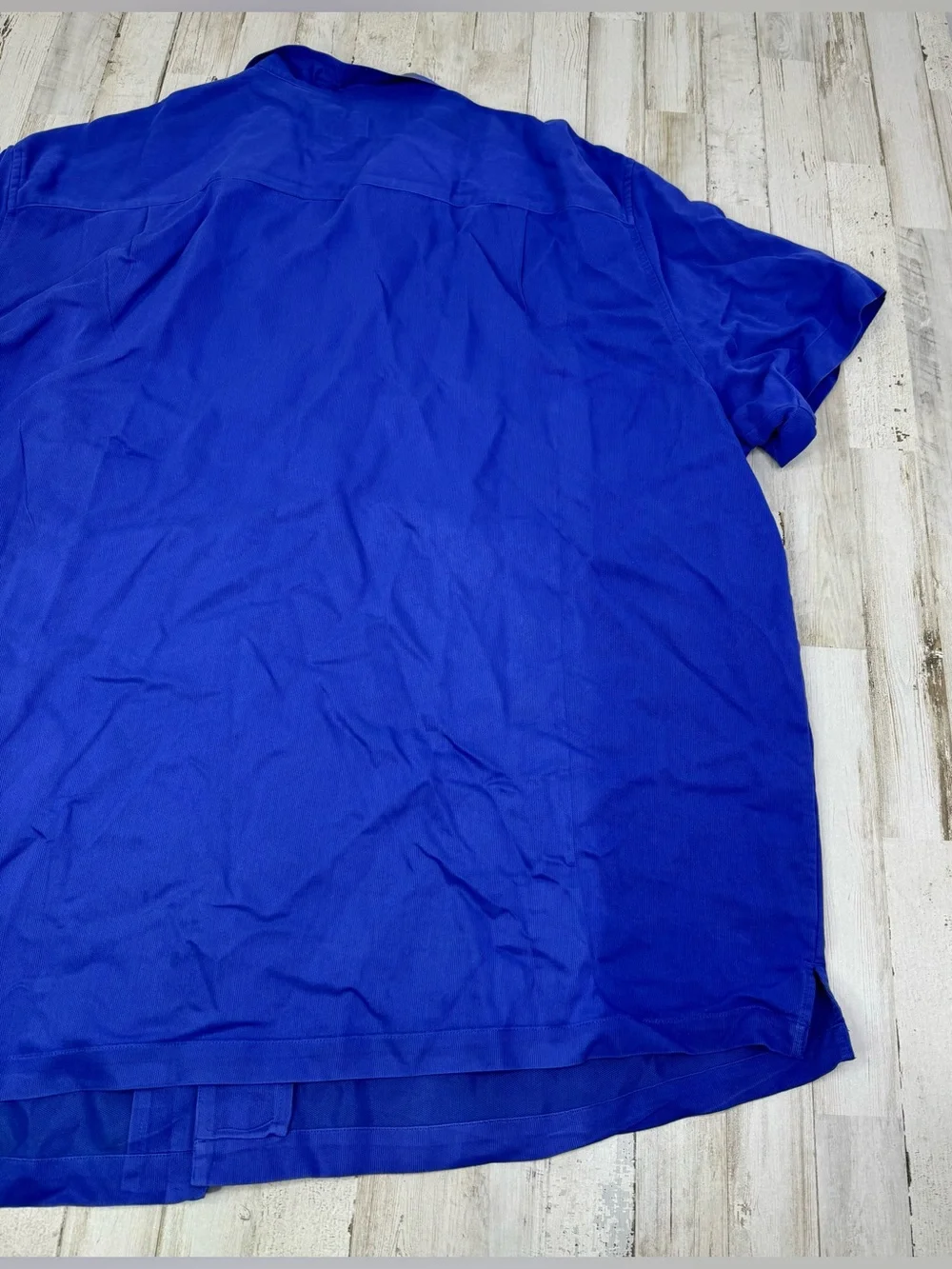 Oak Hill Mens 3XL Blue Short Sleeve Button Down Shirt Rayon Blend